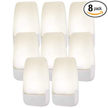 GE LED Plug-in Night, 8 Pack, Automatic, Light Sensing, Auto On/Off, Soft White, Energy Efficient, Ideal for Entryway, Hallway, Kitchen, Bathroom, Bedroom, Stairway and Office, 46478