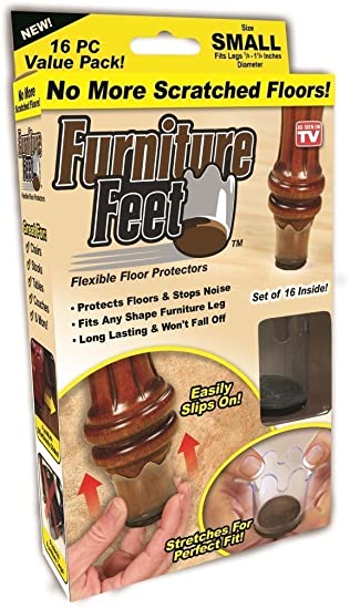 16 Small Original Furniture Feet Floor Protector Pads by chéri d'amour–Universal Stool Table Leg Cap for Wood Stone & Marble Protection, Chair Leg Coaster Glides for Restaurant Kitchen Dining Bedroom