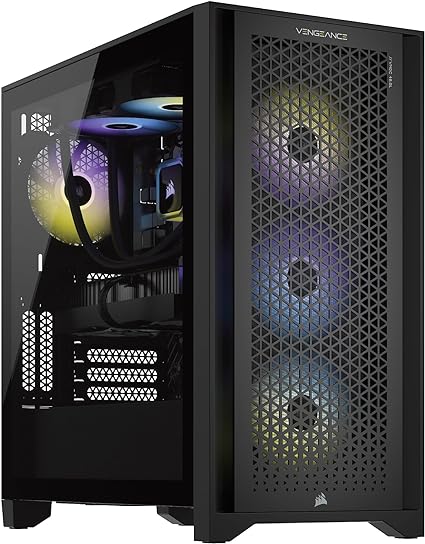 Corsair Vengeance i7400 Series Gaming PC - Liquid Cooled Intel® Core™ i7 13700K CPU - NVIDIA® GeForce RTX™ 4070 Graphics - 32GB Vengeance RGB DDR5 5600MHz Memory - 1TB M.2 NVMe SSD - Black