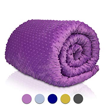 GnO Weighted Blanket Cover | Queen Size (60 x 80) | Made of Luxury Soft Minky Fleece Fabric - Machine Washable Premium Comforter Sheet with 12 Ribbon Ties and Zipper | Lavender Gray