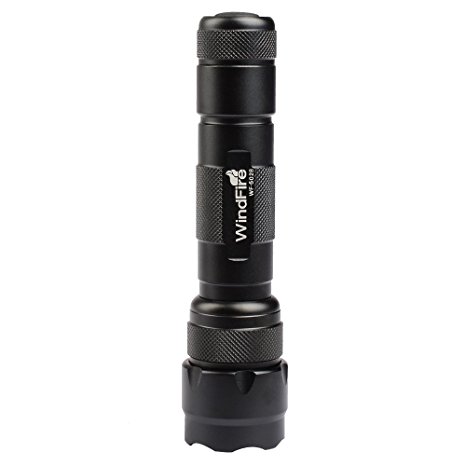 WindFire Super Bright WF-502B Tactical Lamp Torch Cree Xm-l T6 LED 1000 Lumens 1 Mode Tactical Flashlight 18650 Rechargeable Battery Tactical Light for Hunting, Camping, Hiking (Battery not included)