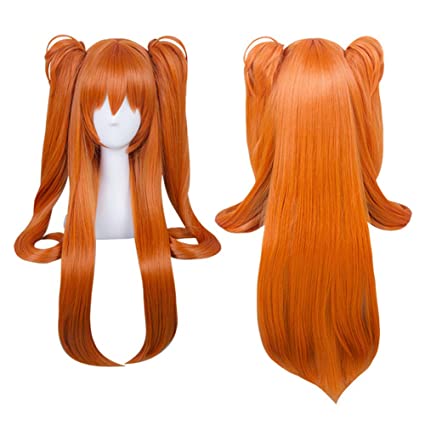 Xingwang Queen Anime Long Orange Cosplay Wig Clip On Double Ponytails Women Girls' Party Wigs