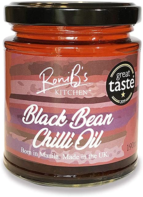 Great Taste Winner Black Bean Chilli Oil - Vegan Made with Natural Ingredients - Drizzle Over soups, Mix in Salad dressings, Create dips, Cook in stir Fry, stews, casseroles and Pasta sauces - 190ml
