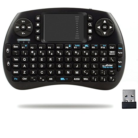QQPOW Mini 2.4Ghz Wireless Touchpad Keyboard With Mouse For Google Android Tv Box,Pc, Pad, Xbox 360, Ps3, Htpc, Iptv (Black)