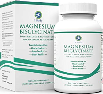Magnesium Bisglycinate | Reduce Muscle Cramps & Improve Sleep | Maximum Absorption with no Laxative Effects | 100% Chelated with TRAACS | 200 mg of Pure Magnesium Per Vegetarian Capsule