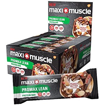 MaxiMuscle Promax Lean High Protein Bar, Peanut Butter, 55 g, Pack of 12