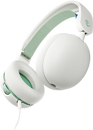 Skullcandy Grom Over-Ear Wired Headphones for Kids, Volume-Limiting, Share Audio Port, Microphone, Work with Bluetooth Devices and Computers - Bone Seafoam