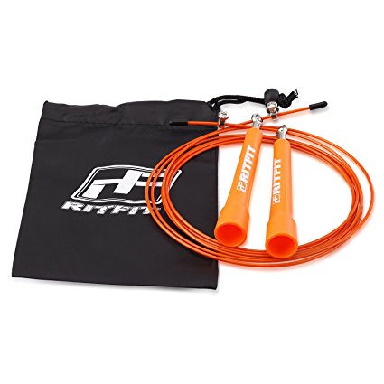 RitFit Speed Jump Rope - Easily Adjustable Skipping Cable Wire - Best for MMA, Boxing & Fitness, Designed to Increase RPMs, Master Double Unders - with RitFit Carry Bag& Spare Screw Kit