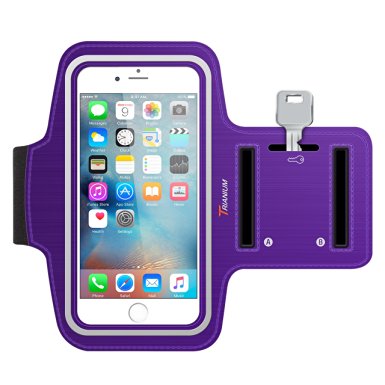 iPhone 6S Armband, Trianium ArmTrek Sports Exercise Armband for Apple iPhone 6 | iPhone 6S Case Running Pouch Touch Compatible Key Holder [Purple] [Lifetime Warranty] Good for Hiking,Biking,Walking