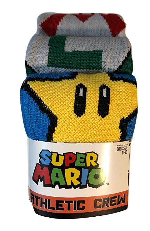 Bioworld Super Mario Athletic Crew Socks (Pack of 3)