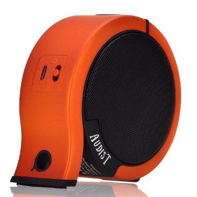 AUDIST Wireless Bluetooth Speaker - Powerful Sound with Enhanced Bass for Music Streaming and Hands-Free Calling. Premium Portable Speaker System Compatible with All Bluetooth Devices - Orange