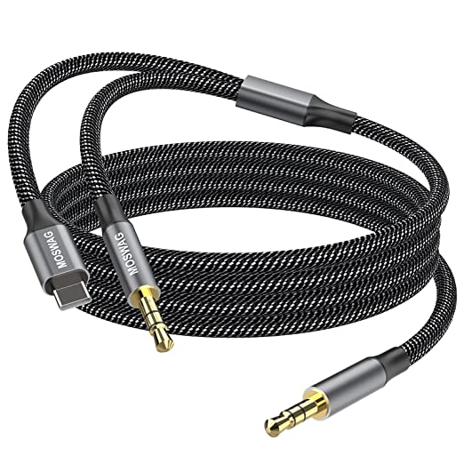 MOSWAG 3.5mm Male to Male Stereo Aux Cord 6.6 Feet/2M with USB C to 3.5mm Audio Aux Jack Cable Compatible with Google Pixel 2 3 XL Moto Z Galaxy Note10  Huawei HTC