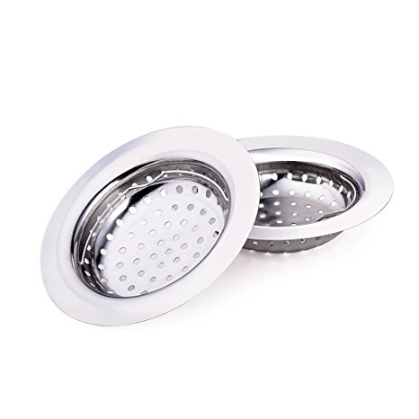 TTLIFE Kitchen Sink Strainer 2PCS Stainless Steel - Portable Large Wide Rim 4.45" Diameter - Perfect for Kitchen Sinks (Large)