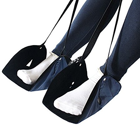 Hangang Portable Flight FootRest Hammock Airplane Travel Accessories New-Type Portable Adjustable Height Travel Footrest Oxford Cloth Tendon Pain Reliever with Pouch Bag for Car Bus Home Office Travel