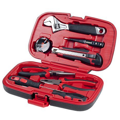 Household Hand Tools, Tool Set - 9 Piece by Stalwart, Set Includes – Adjustable Wrench, Screwdriver, Pliers (Tool Kit for the Home, Office, or Car)