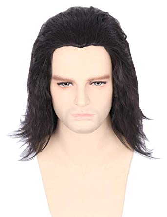 Topcosplay Mens Hair Wigs Short Black Layered Cosplay Halloween Costumes Wig