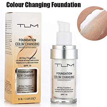 TLM 30ml Flawless Colour Changing Foundation Makeup Base Warm Skin Tone Nude Face Moisturizing Liquid Cover Concealer Long-Lasting