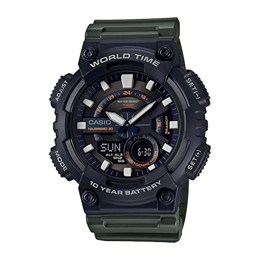 Casio Youth Combination Analog-Digital Black Dial Men's Watch-AEQ-110W-3AVDF (AD223)