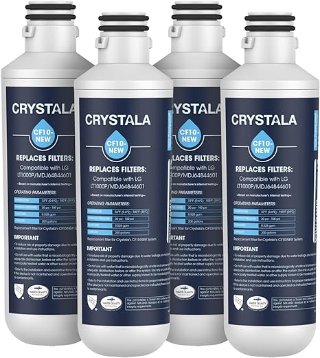 Crystala LT1000PC Replacement Water Filter, Compatible with LT1000PC/PCS, LT1000PC, LT-1000PC,, ADQ747935 ADQ74793504 Water Filter 4 Pack