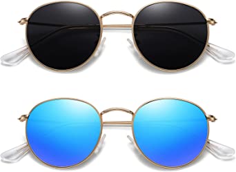 MEETSUN Small Round Polarized Sunglasses for Women Men Classic Retro Metal Frame Sun Glasses UV Protection