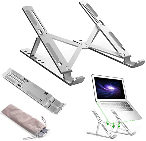 Laptop Stand,Adjustable Tablet Holder,Portable Aluminum Stand for Laptop,Computer and PC Rack,Ergonomic Stand for MacBook/iPad Pro/Large Cellphones with Heat Dissipation (Silver)