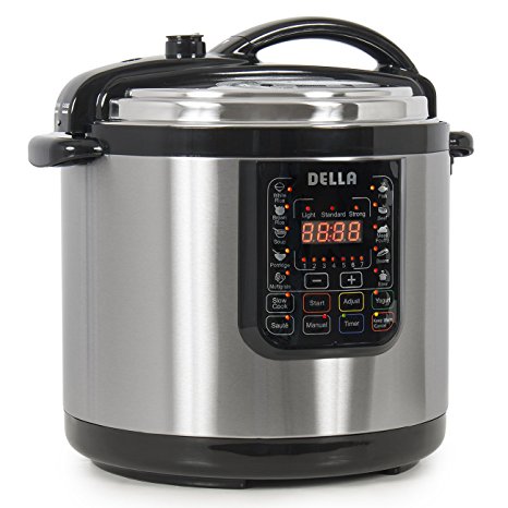 DELLA 048-GM-48260 Multifunction Pressure Cooker, 10 quart, Silver