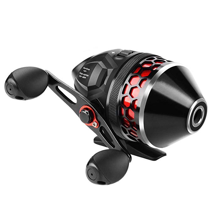 KastKing Brutus Spincast Fishing Reel,Easy to Use Push Button Casting Design,High Speed 4.0:1 Gear Ratio,5 MaxiDur Ball Bearings, Reversible Handle for Left/Right Retrieve, Includes Monofilament Line.