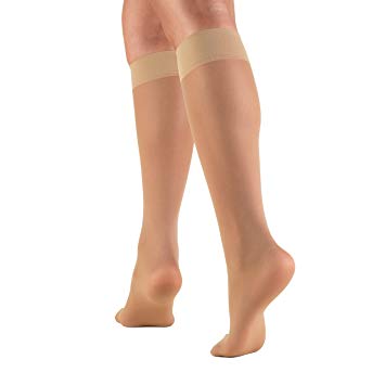 Truform Women's 8-15 mmHg Sheer Knee High Compression Stockings, Beige, X-Large