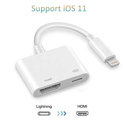 Lightning Digital AV Adapter, Lightning to HDMI Adapter with Lightning Charging Port for 1080P HD TV Monitor Projector for iPhone/iPad/iPod