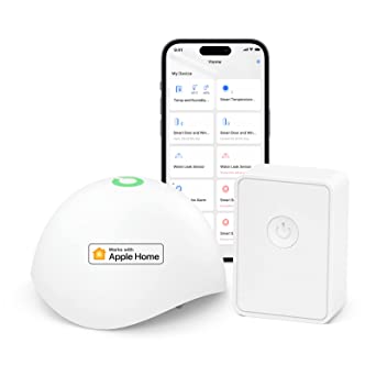 Meross Smart Water Leak Detector, WiFi Water Sensor Support Apple HomeKit, SmartThings, IP67 Waterproof with App Alerts, Audio Alarm, 100M Range for Home Basement Kitchen (Meross Hub Included)