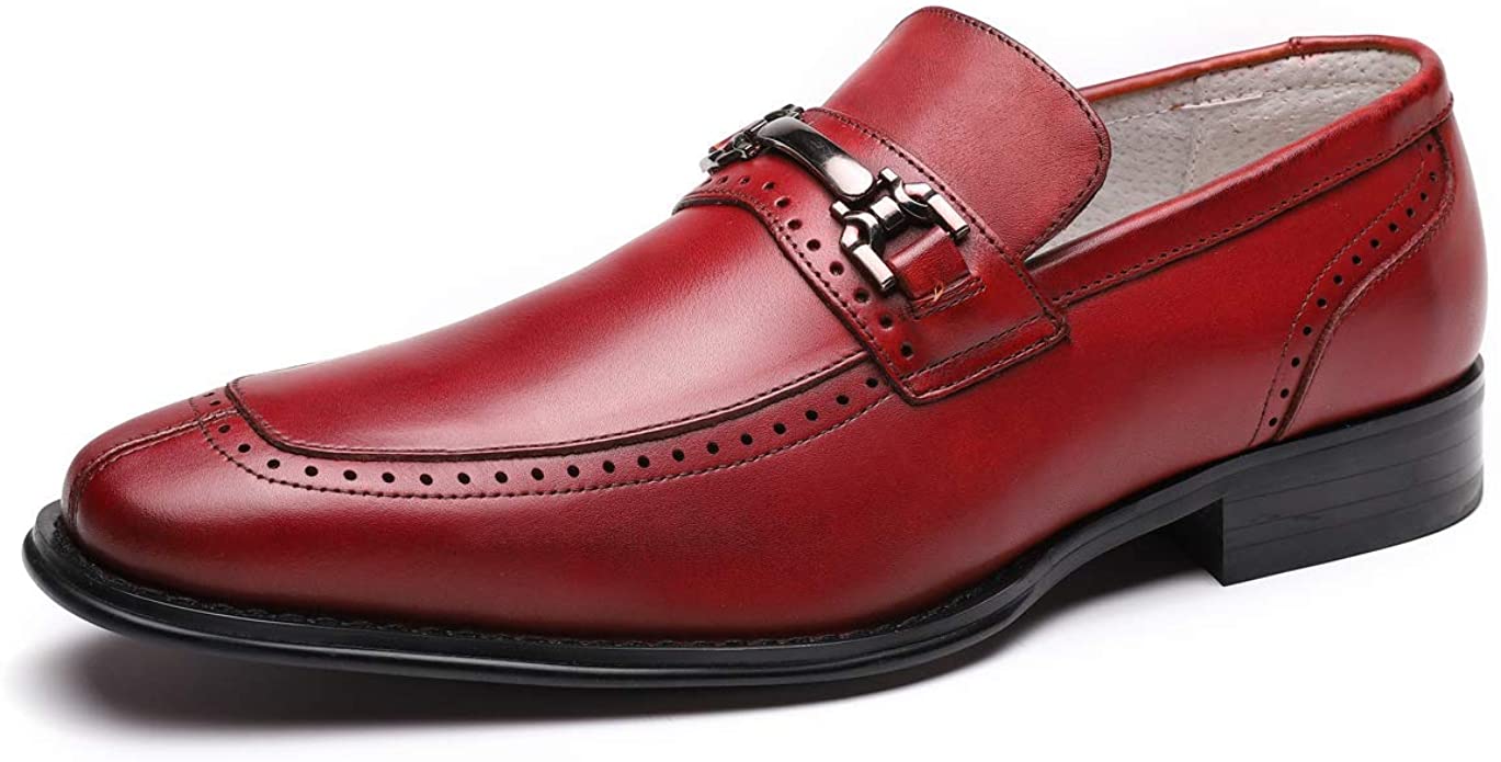 Men‘s Dress Shoes Geniune Leather Classic Formal Oxford for Men Loafer Slip-on Burgundy/Black/Brown
