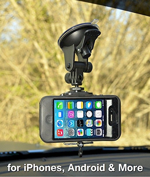 Smartphone - Cell Phone Windshield Car Mount Holder for iPhone SE 6S 6S Plus 6 6 Plus 5S 5C 5 4S 4 Samsung Galaxy S7 Edge S7 S6 S5 S4 S3 S2 and more by Davoice