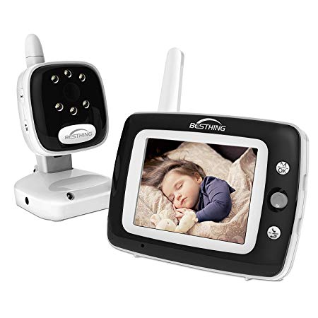 BESTHING Digital Video Baby Monitor with 3.5 Inch Color Screen, Infrared Night Vision, Soothing Lullabies, Two Way Audio and Temperature Display