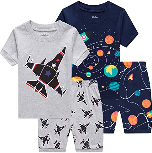 shelry Boys Pajamas Summer Cotton Clothes Kids Pjs Toddler Sleepwear Short Pants Set