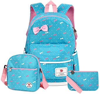 VBG VBIGER Carvas Backpack for Boys & Girls School Bags Polka Dot Backpack 3pcs Kids Book Bags Lunch Bags Purse