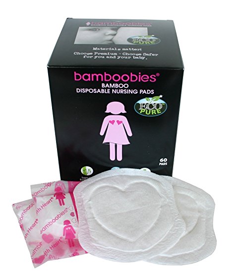 Bamboobies Premium Super Soft Disposable Nursing Pads - Breathable Milk-Proof Backing - Eco-Friendly - 60 Disposable Nursing Pads