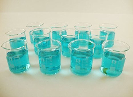 Glass Beakers, 50ml Pack of 12