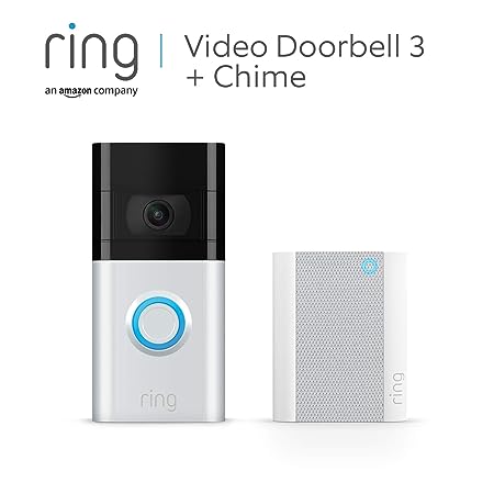 Ring Video Doorbell 3   Ring Chime by Amazon | Wireless Security Doorbell Camera with 1080p HD video, improved motion detection and easy installation | 30-day free trial of Ring Protect