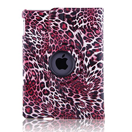iPad Pro 9.7 Case ,TOPCHANCES 360 Rotating Folio Stand Pu Leather Smart Cover Case for Apple iPad Pro 9.7 Inch 2016 Release Tablet (Leopard Pink )