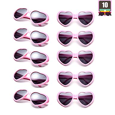 10 Packs Neon Colors Wholesale Heart Sunglasses