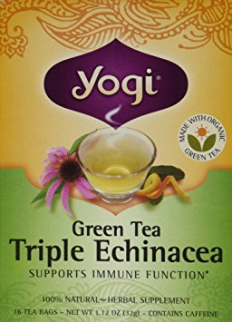 Yogi Green Tea Triple Echinacea Tea, 16 Bags, 1.12 Ounce