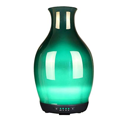 Aromatherapy Essential Oil Diffuser COOSA 250ML Glass Vase Ultrasonic Aroma Diffuser with 7 Color LED Lights Changing and Waterless Auto Shut-off Cool Mist Humidifier for Baby Home Office Yoga Spa