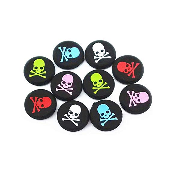 ElementDigital® PlayStation 4 PS4 PS3 Controller Thumb Stick Grips Cap PS2 Xbox One/360 Thumbstick Grips Cap, Replacement Parts Silicone Analog Thumb Stick Grips Cap Cover (10 PCs Skull Pattern)
