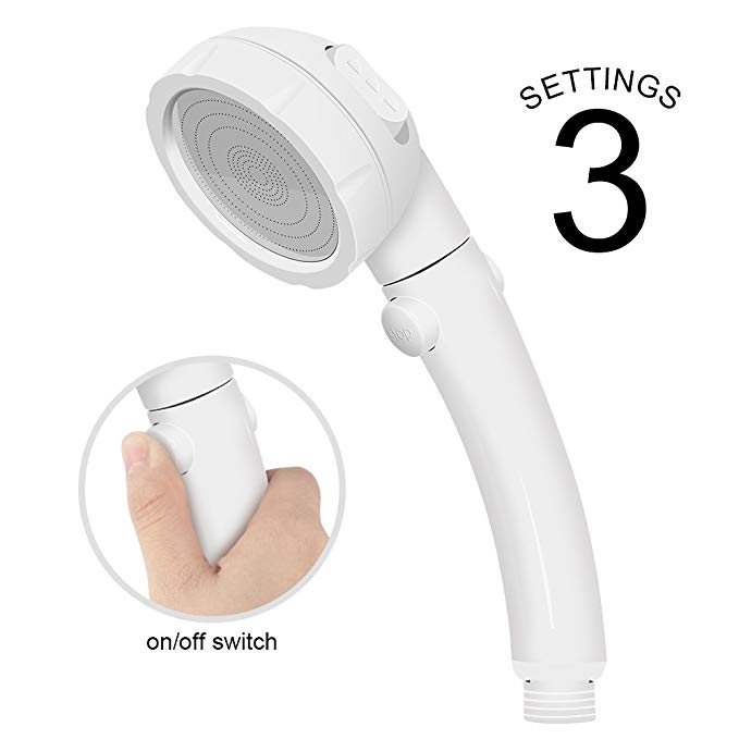 U2C Handheld Shower Head High Pressure Chrome 3 Spary Setting with ON/OFF Pause Switch Water Saving Adjustable Luxury Spa Detachable Multi-functions Bathroom Puppy Shower Accessories