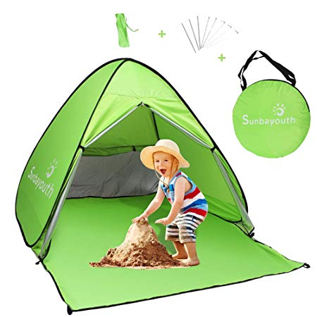 SUNBA YOUTH Beach Tent, Beach Shade, Anti UV Instant Portable Tent Sun Shelter, Pop Up Baby Beach Tent, for 2-3 Person