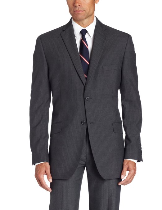 Haggar Men's Textured Pinstripe Tailored-Fit Two-Button Suit Separate Coat