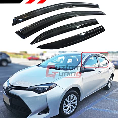 Cuztom Tuning JDM 3D Wavy Style Smoked Window Visor Vent Shade Compatible with for 2014-2019 Corolla 4 Door Sedan