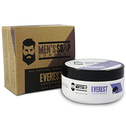 Men's Soap Company Lavender Shaving Soap Made with all Natural Ingredients Creates Rich Lather for a Smooth Shave, Includes Shea Butter and Coconut Oil to Protect and Moisturize your Skin, 4 oz.