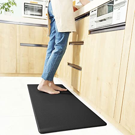 LUXEAR Anti Fatigue kitchen Mat - Waterproof Anti Fatigue Floor Mat with Non-Slip Bottom - Cushioned Comfort Floor Mat - Comfort at Kitchen, Home, Office, Laundry Room - Black