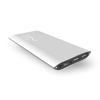 DULLA M50000 Power Bank 12000mAh External Battery Charger, Ultra Slim Design with 2 USB Ports for iPhone 6s 6 Plus, iPad, Samsung Galaxy and More(silver)